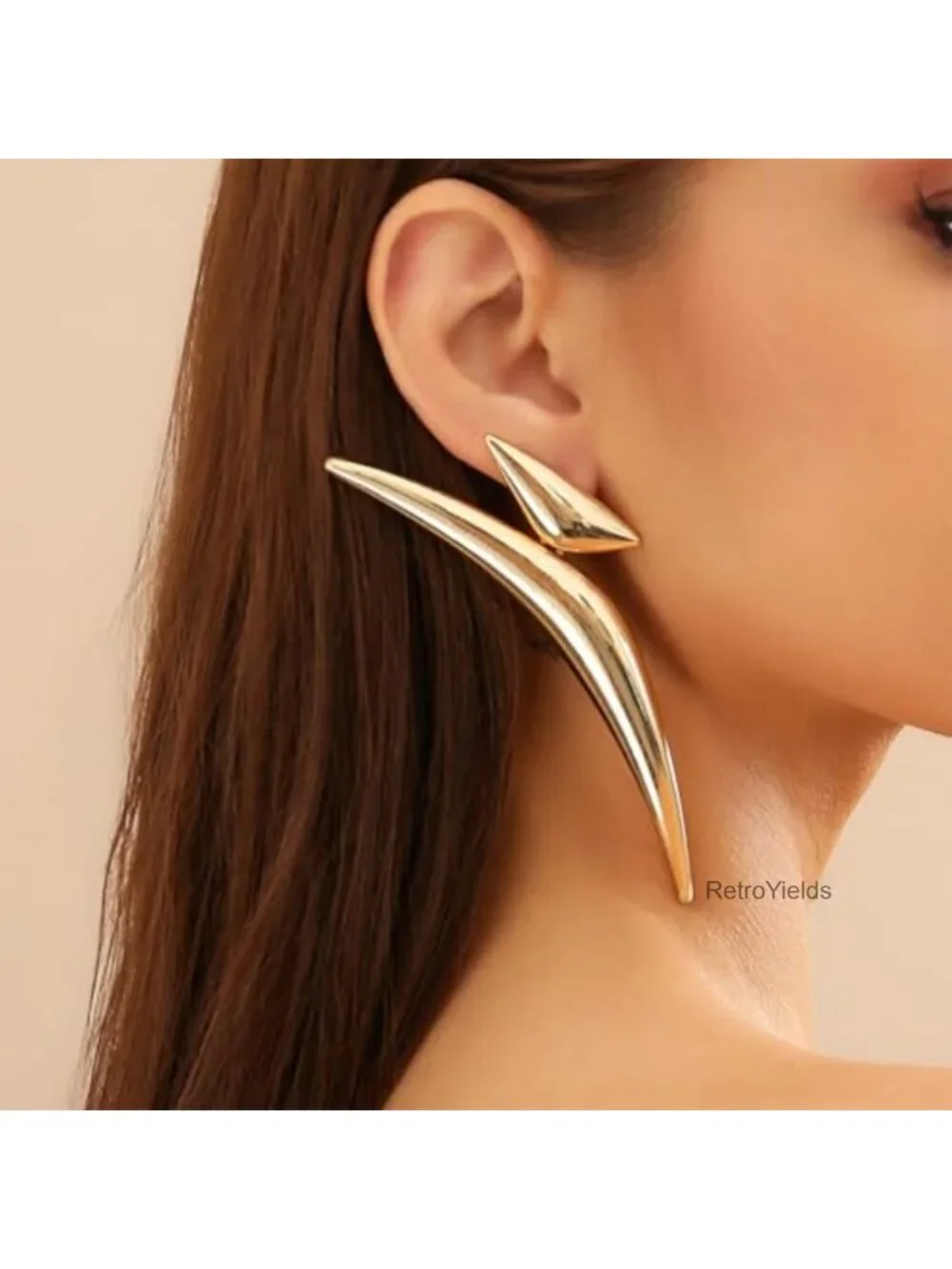 Y2K Punk Gold or Silver Oversized Geometric Dangle Earrings